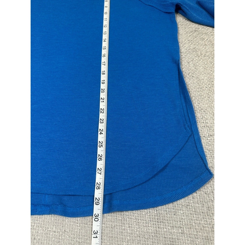 Zenana Top Womens XL Blue Thermal Waffle Knit Tunic Raglan Casual Lounge - Picture 6 of 9